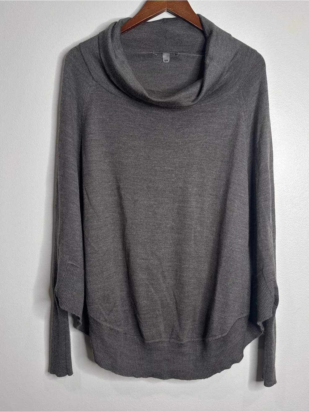 Smartwool Nokoni Gray Merino Wool Cowl Neck Dolman Sleeve Poncho Sweater S/M
